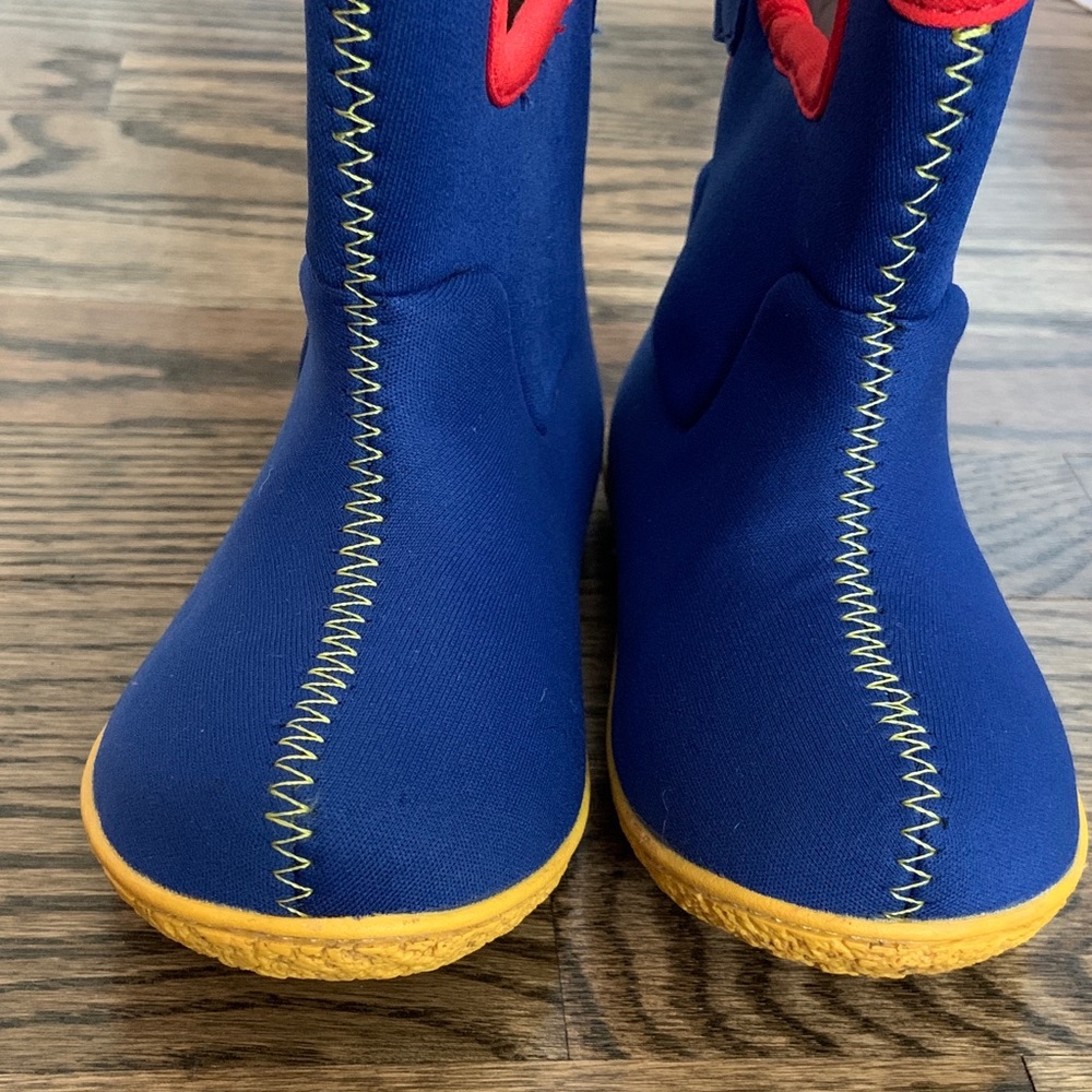 Bogs Kids' Vibrant Blue and Red Pull On Rain Boots - Picture 2 of 6